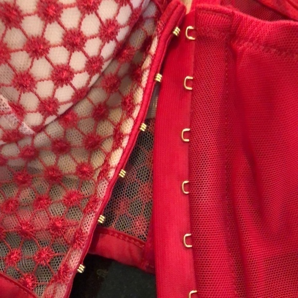 Beautiful Red Mesh And Embroidery Multiple Crisscross Back Straps Push-up Bra - Picture 10 of 10